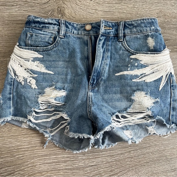 High Waisted Miss Sixty Destroyed Jeans with Angel Wings Pattern - Picture 12 of 12
